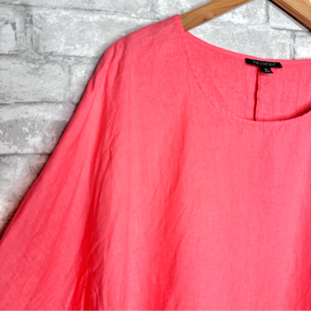 For Cynthia Coral Pink Ruffle Hem Blouse - Picture 3 of 11